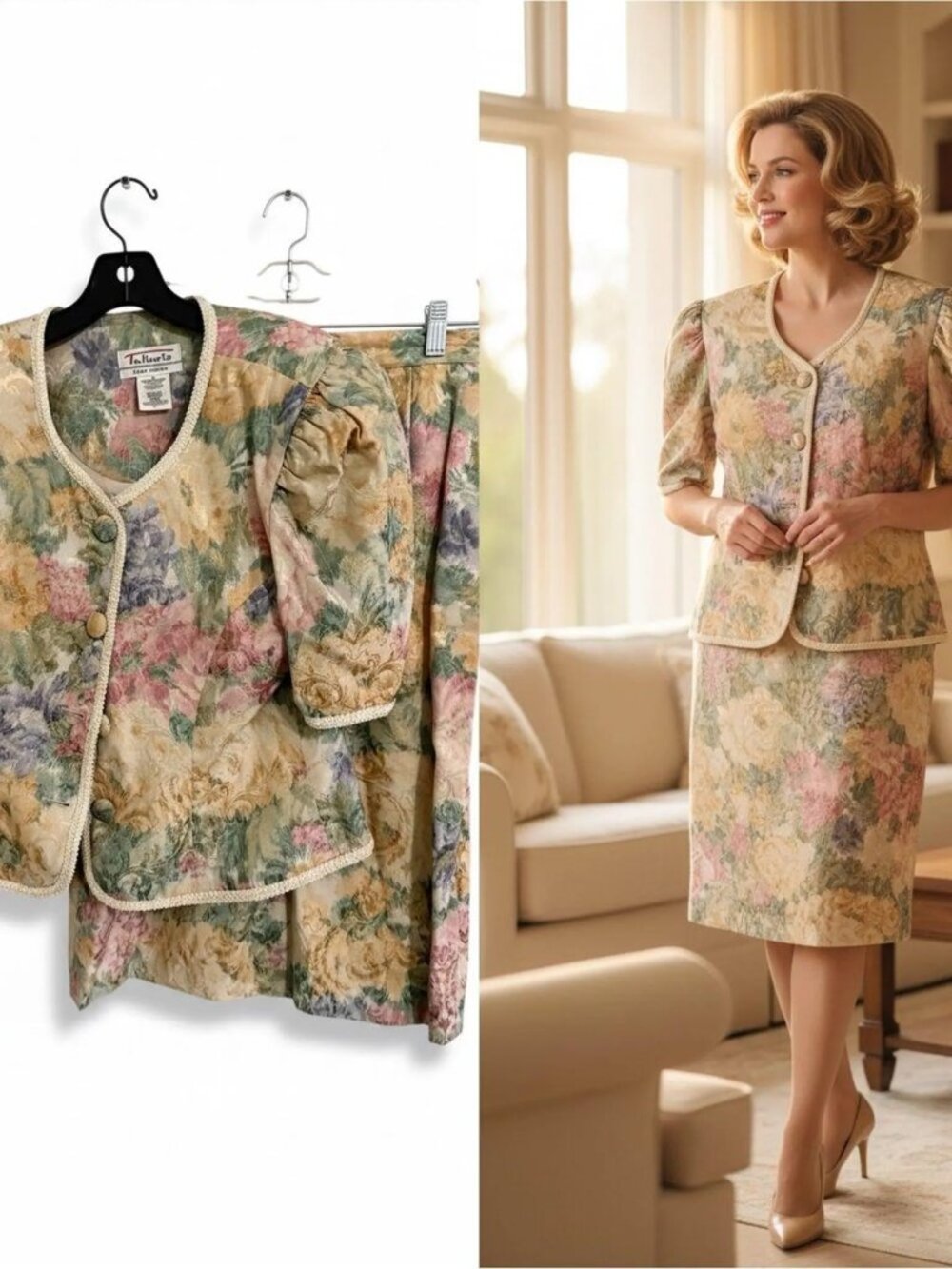 Talbots VTG. 90's Floral Two-Piece Skirt Set Size 14 (Runs Smaller Than Usual)